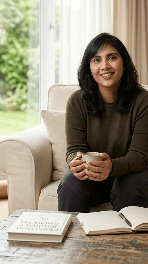 Ash Pesala seated with a notebook